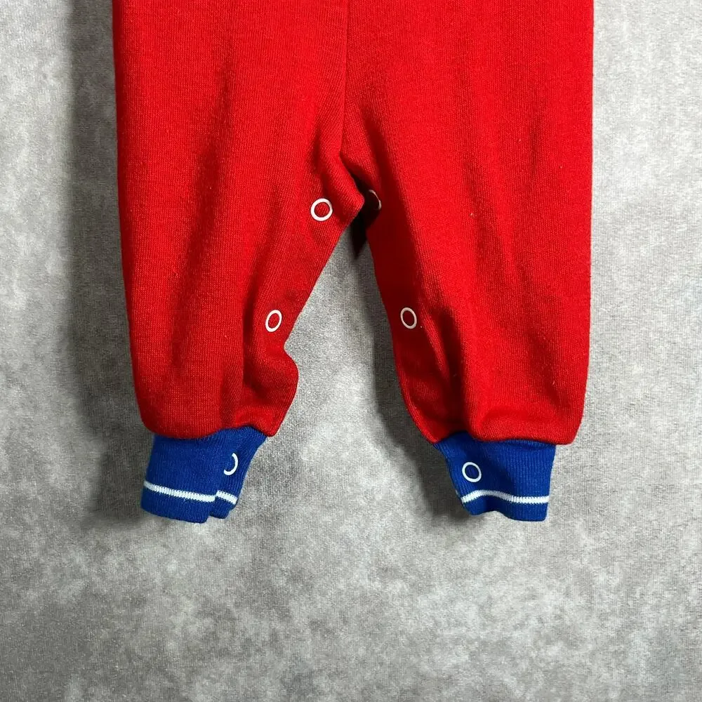 Vintage Health-Tex Romper‎ Baby Size 6 Months Red Striped Short Sleeves USA